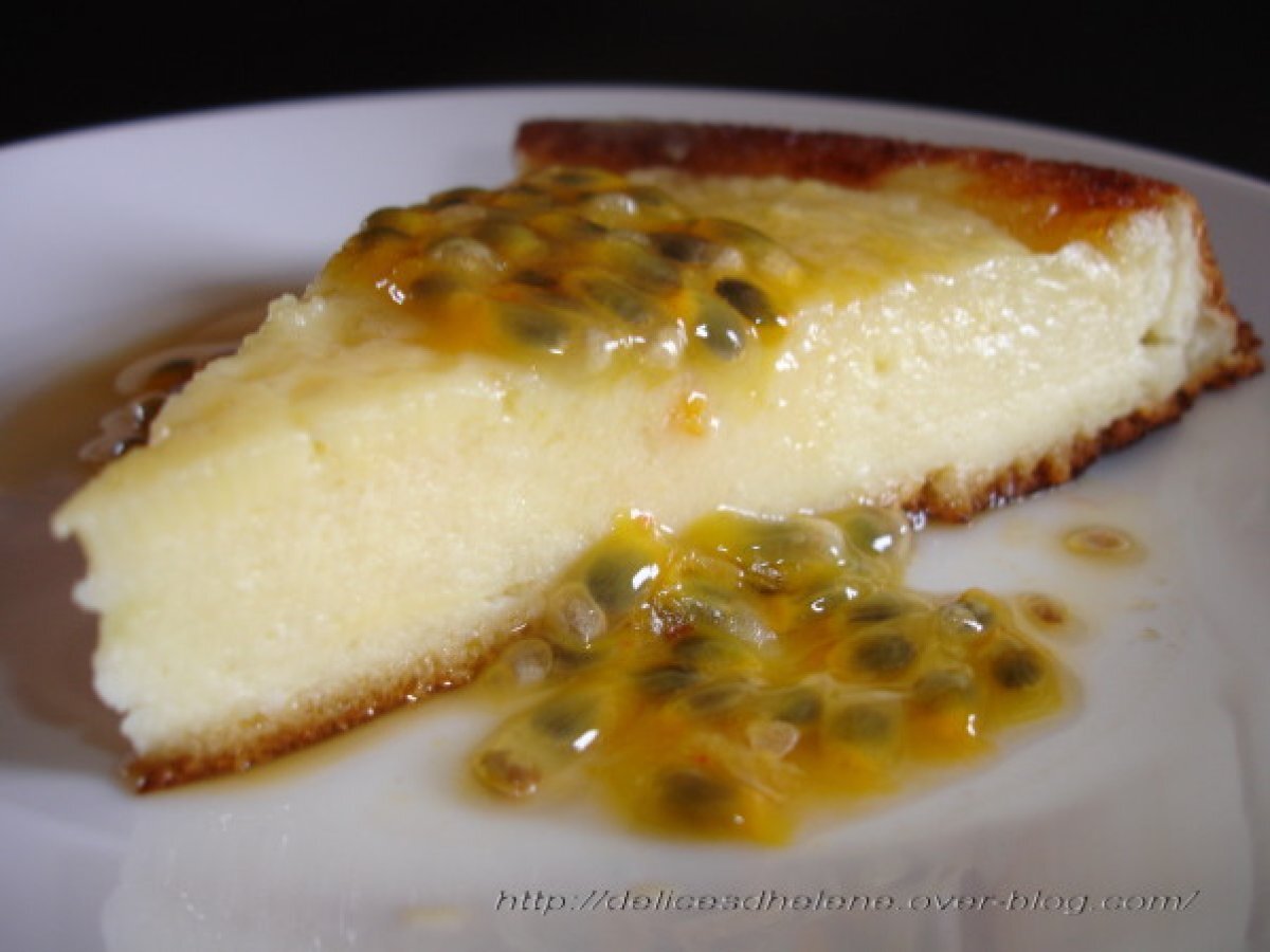 Gateau de fromage blanc a l'orange, coulis passion Recette Ptitchef