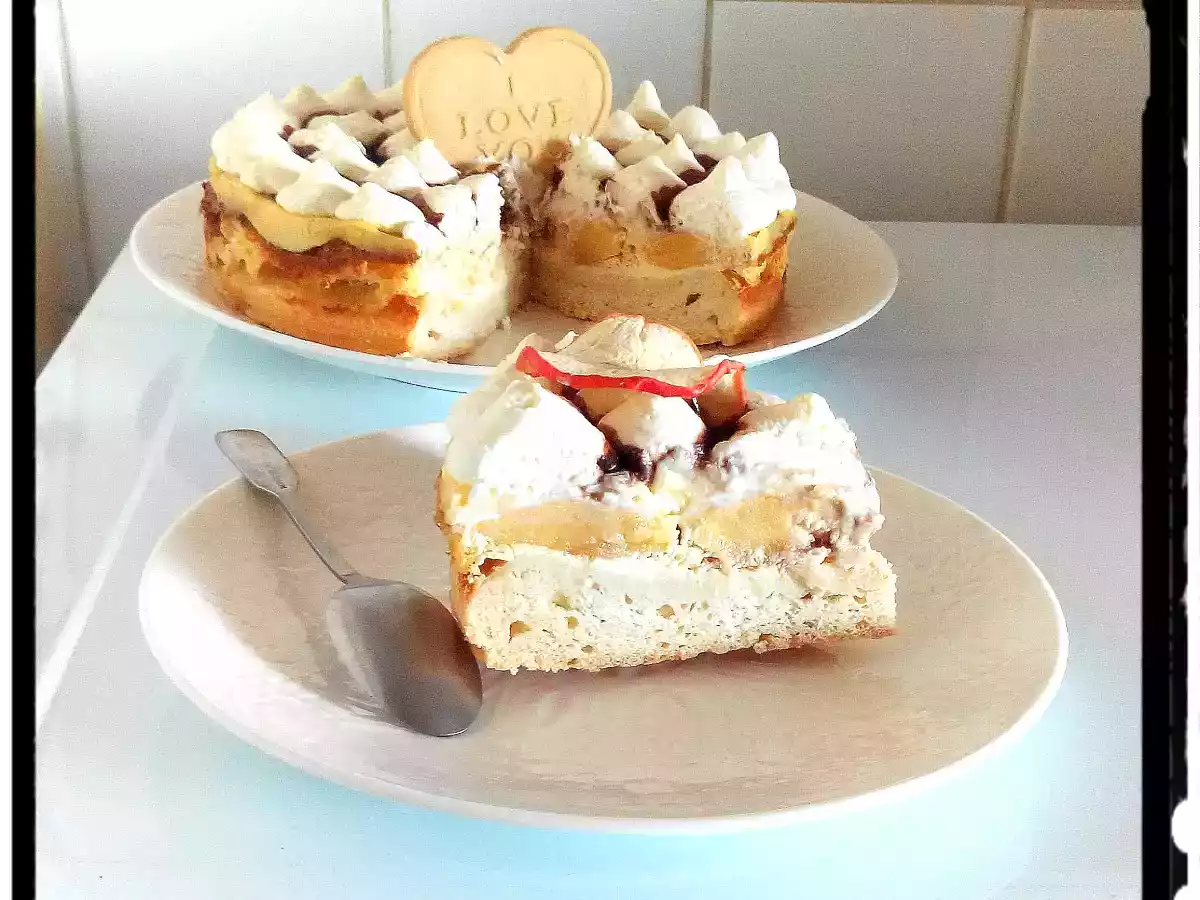 Gâteau de fromage blanc revisité pomme-rhum-chocolat