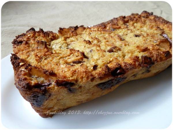 Gâteau de pain perdu poire et chocolat