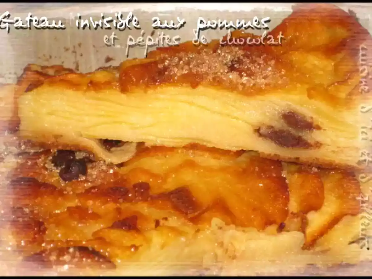 Gateau invisible aux pommes et pépites de chocolat