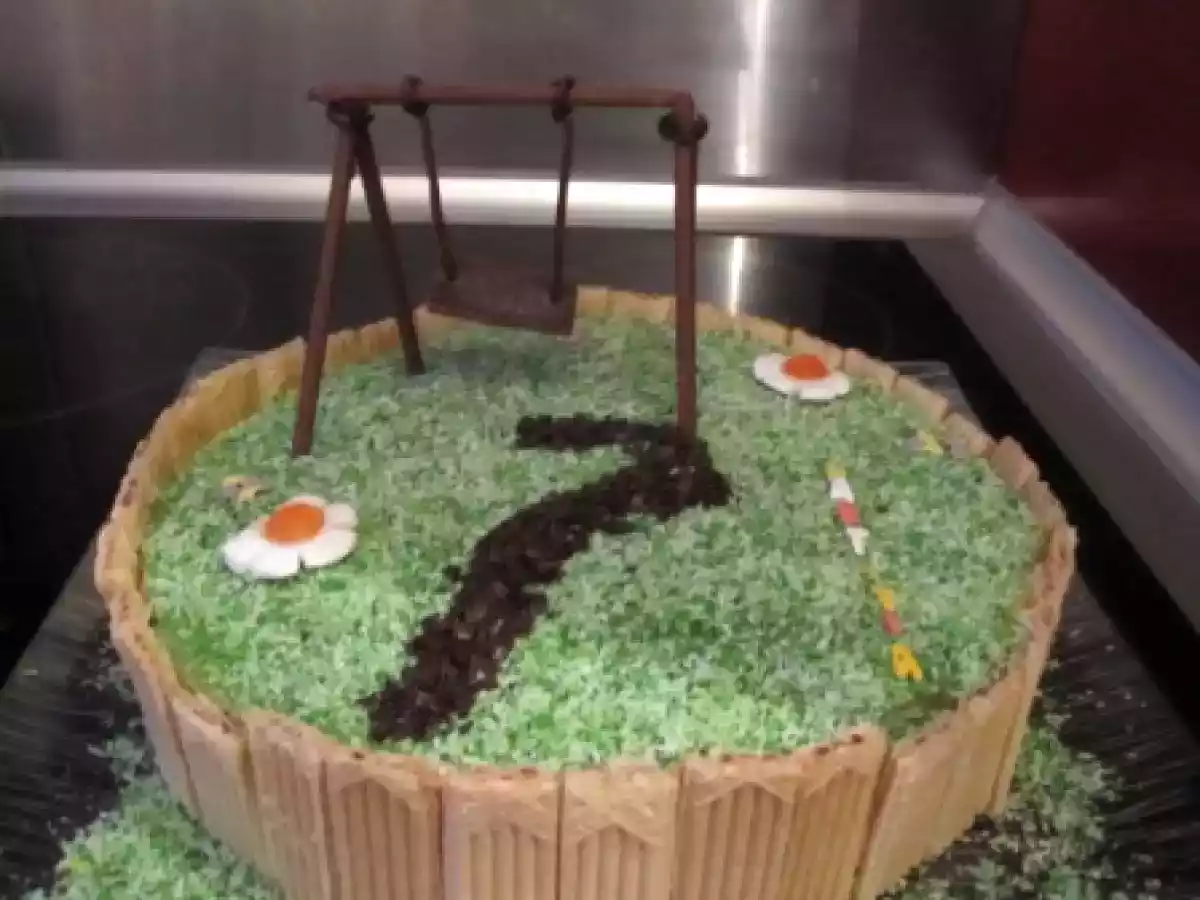 Gâteau Jardin et sa jardinière de fleurs