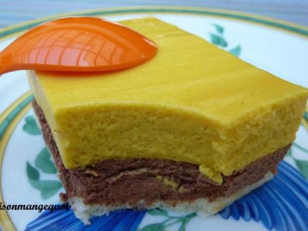 Gâteau mousse chocolat, mousse mangue, une vraie gourmandise....