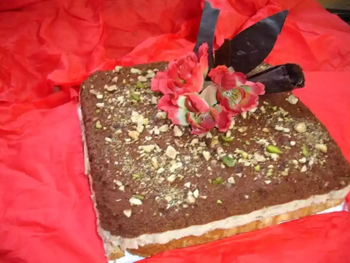 Gateau mousseux au chocolat et fondant de bananes