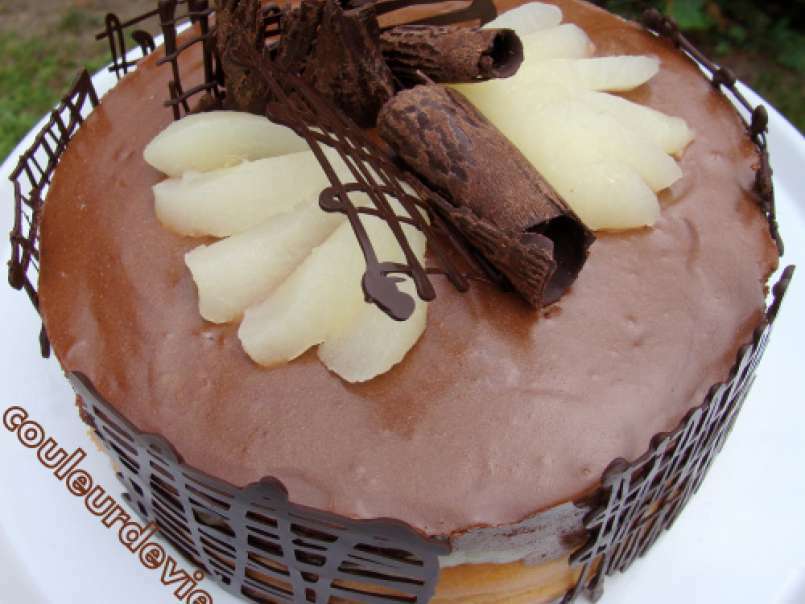 Gâteau mousseux chocolat au poire