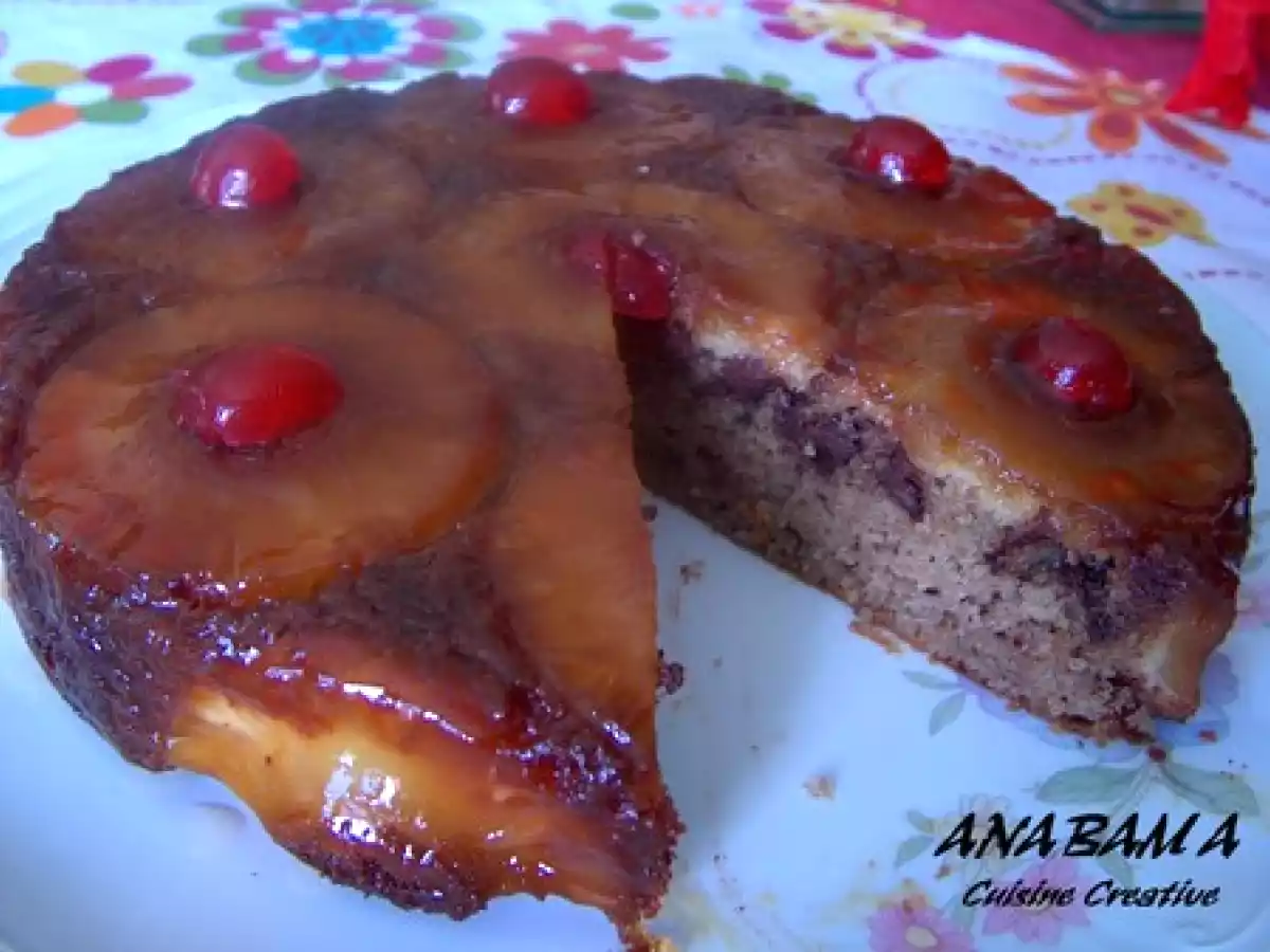 Gâteau renversé à l'ananas et chocolat