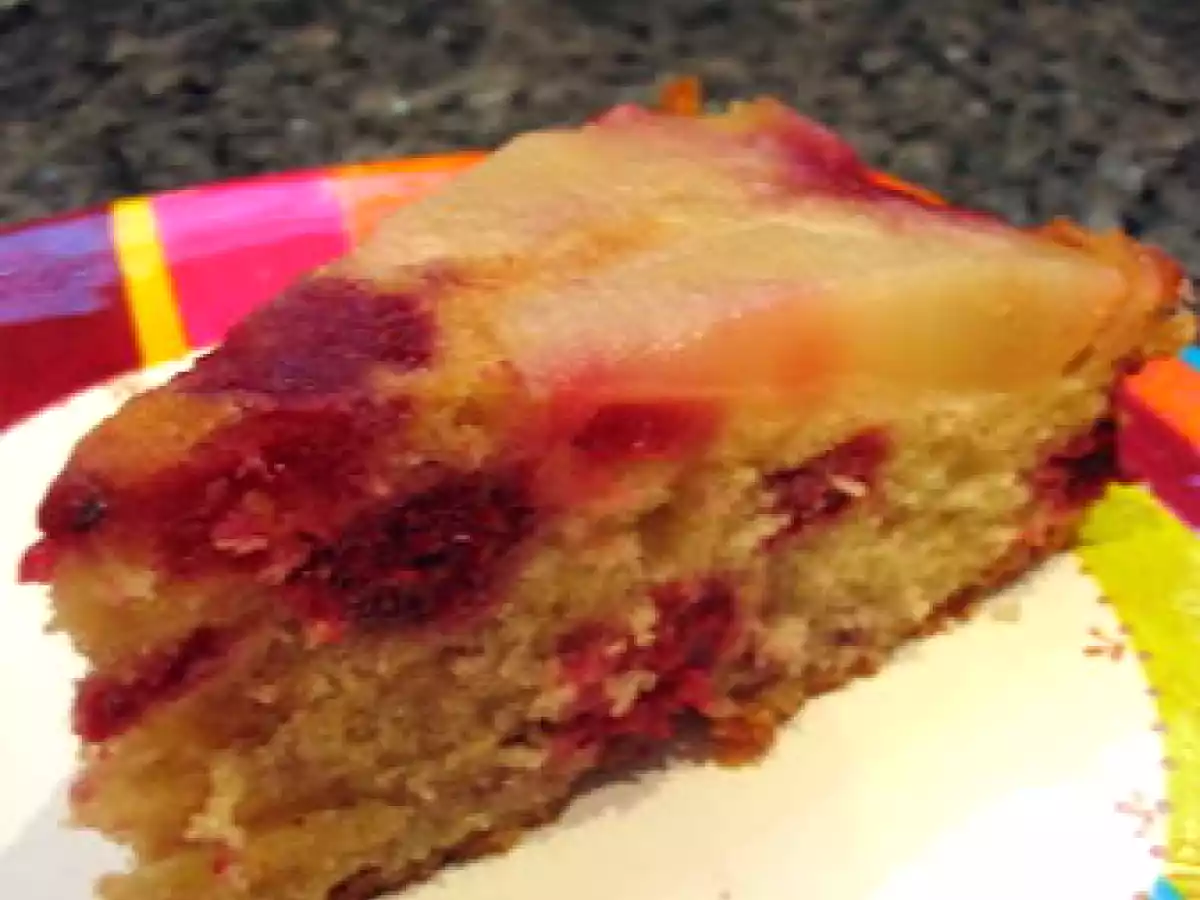 Gâteau renversé poire framboise gingembre