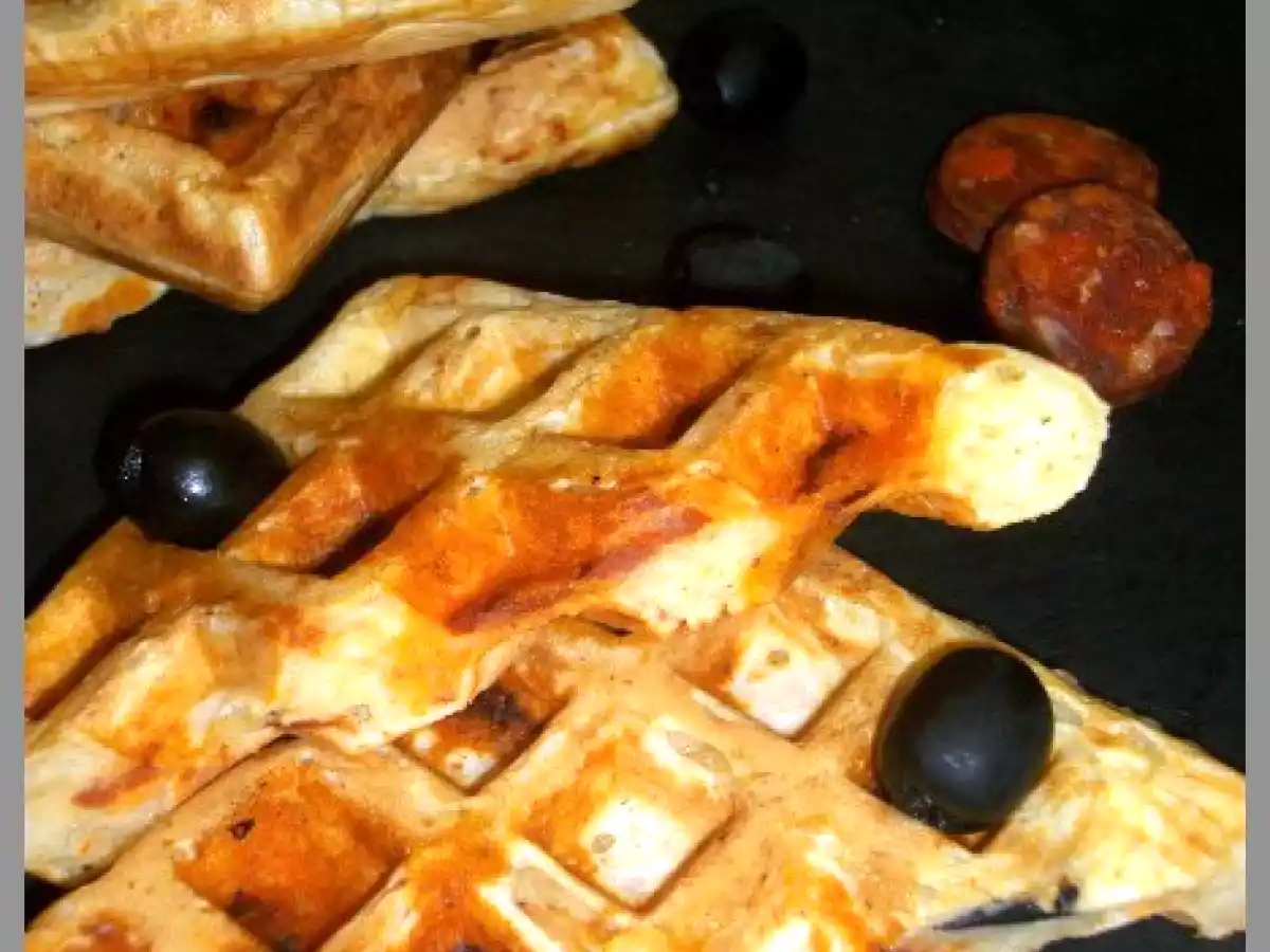 Gaufres au chorizo et olives noires