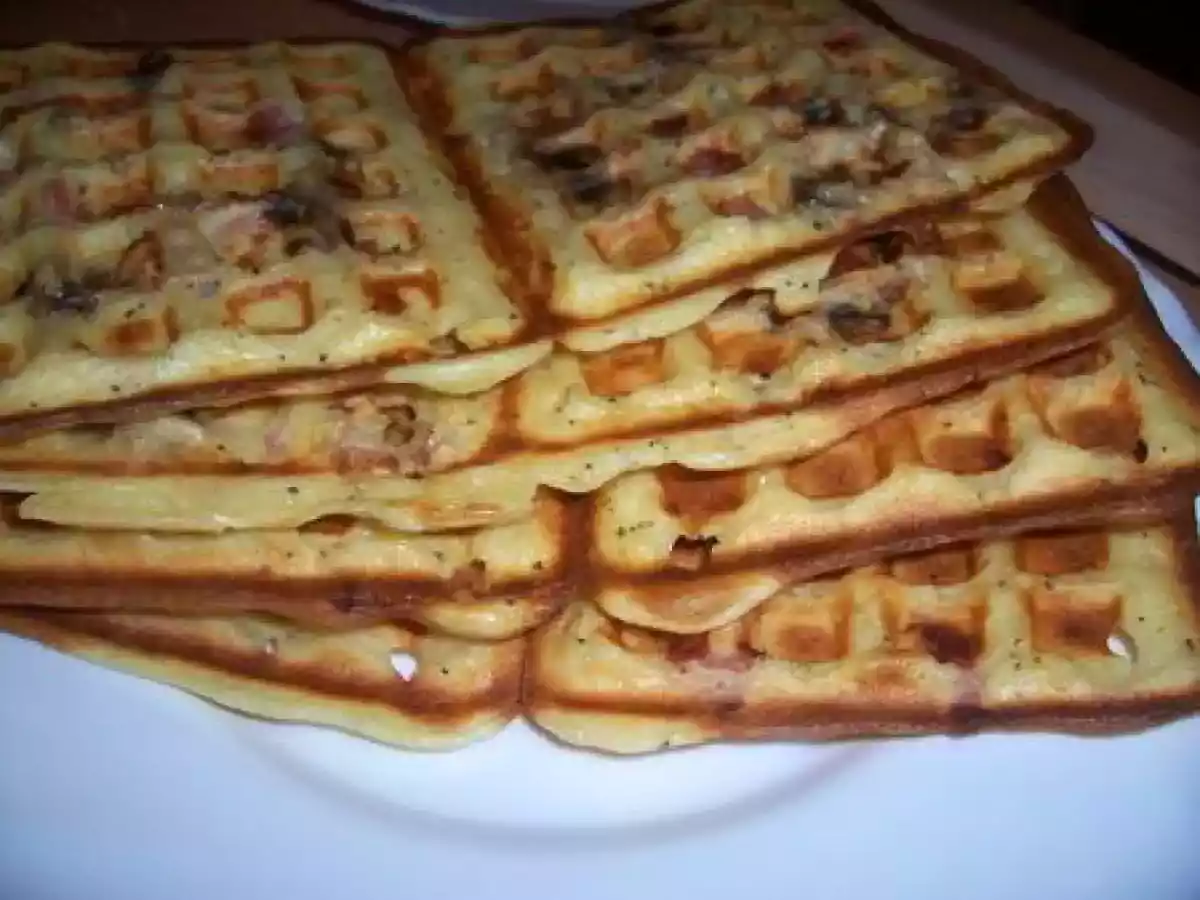 Gaufres salées aux champignons et au jambon