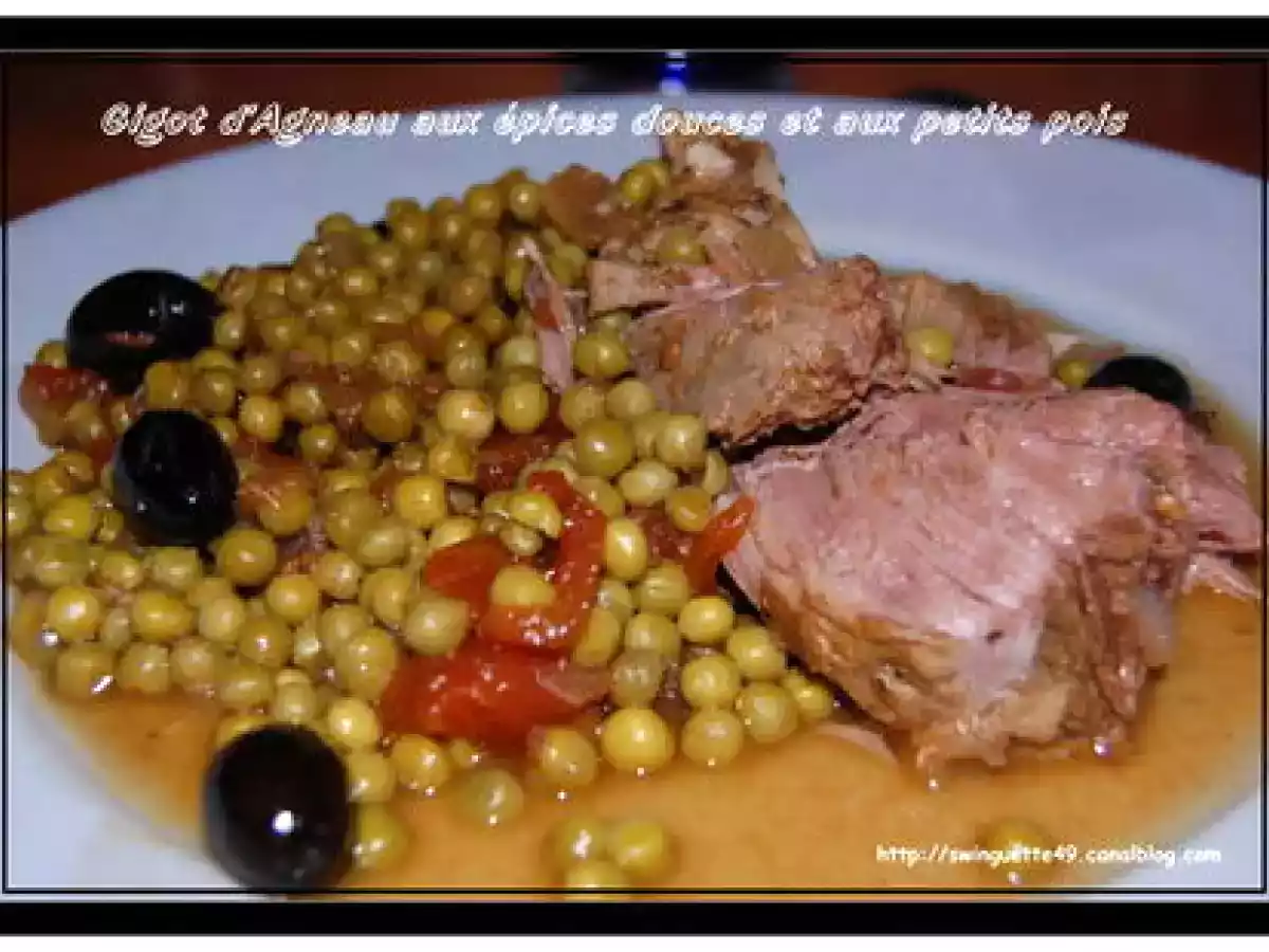 GIGOT D'AGNEAU aux OLIVES et EPICES DOUCES aux PETITS POIS (Crock-Pot)