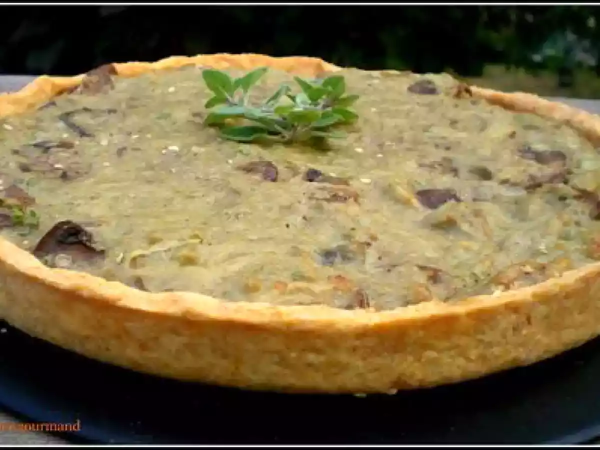 Goût et saveur avec une tarte épicée aux aubergines et champignons