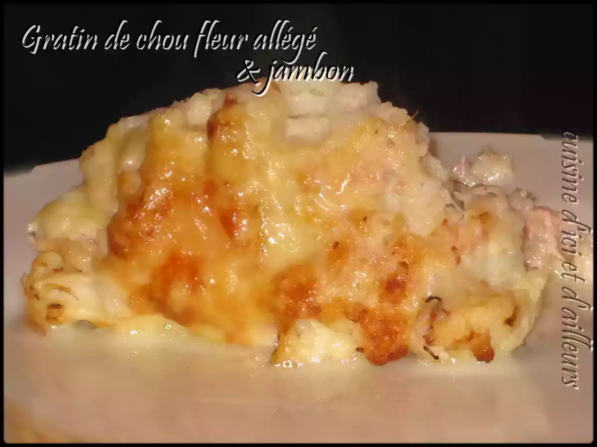 Gratin allégé de chou fleur au jambon