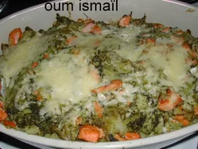 Gratin brocolis saumon sur lit de quinoa