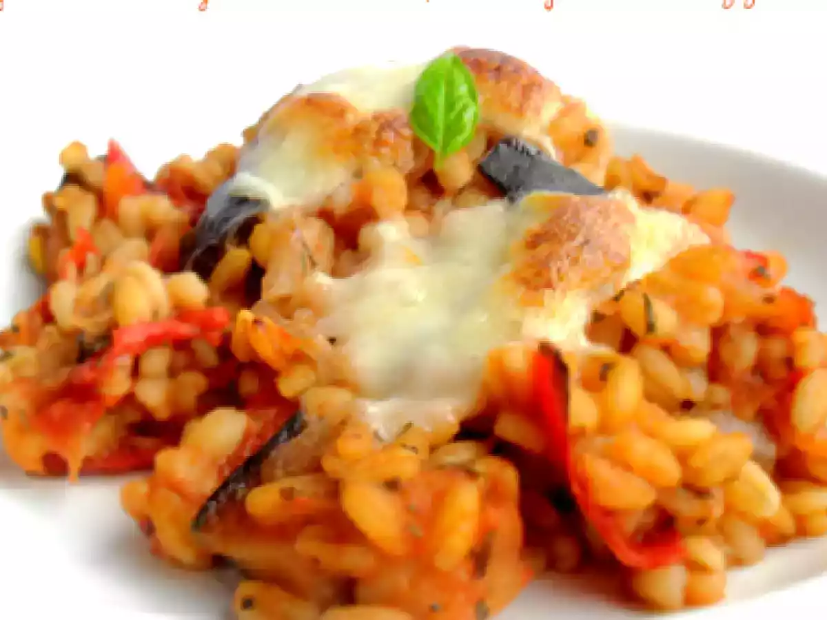 Gratin d'Ebly aux Tomates, Aubergines & Mozzarella