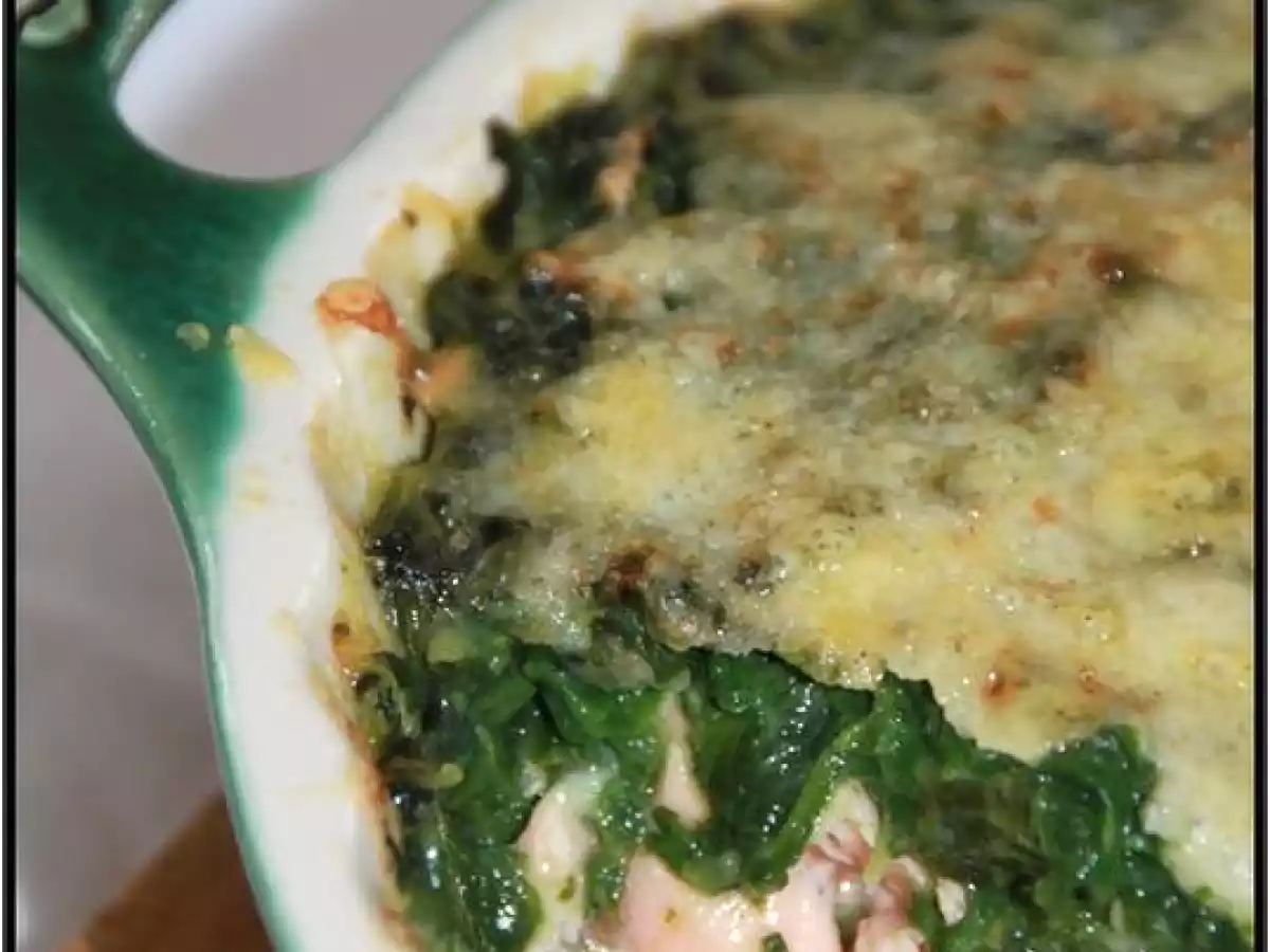 Gratin d'épinards au saumon