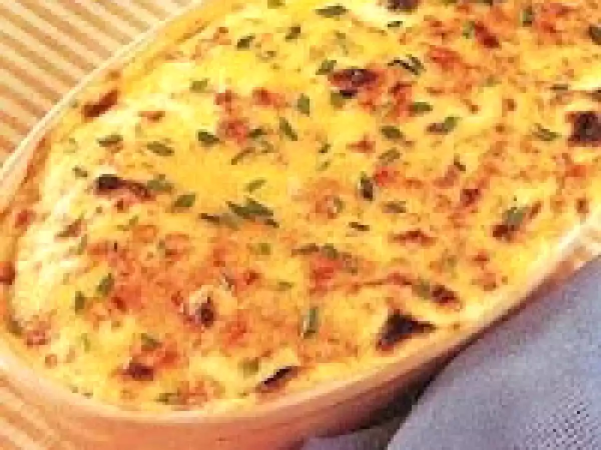 Gratin d'œufs et de jambon