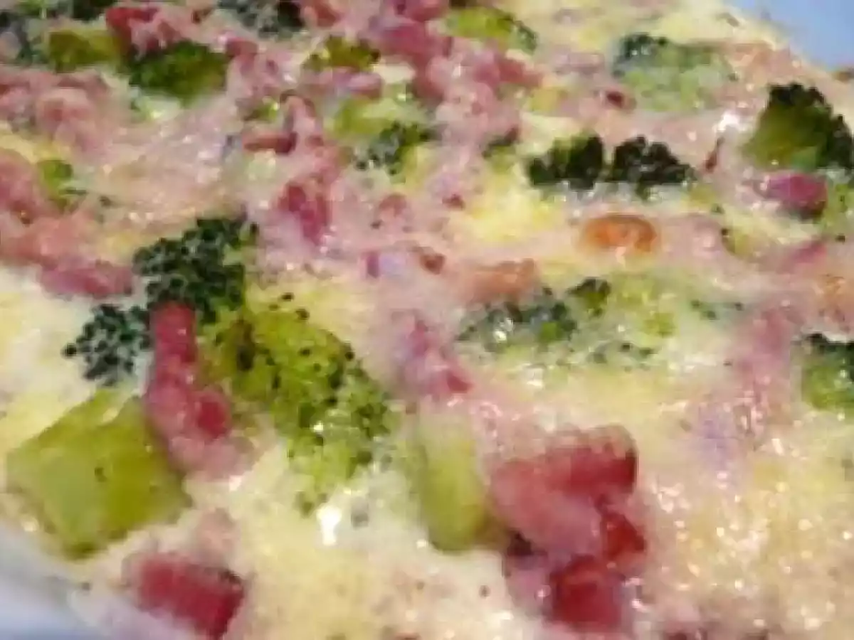 Gratin de brocoli aux lardons fumés et comté