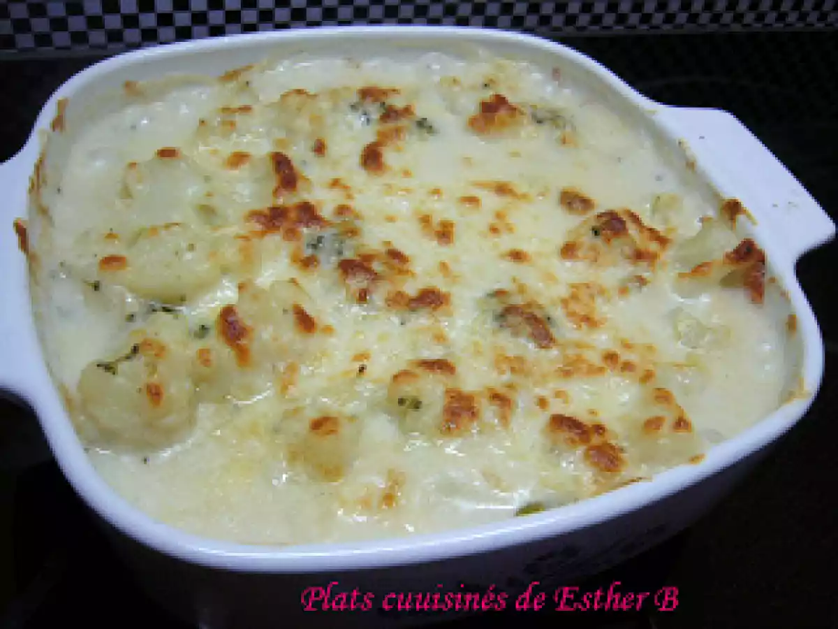 Gratin de brocoli et de chou-fleur au Mozzarella