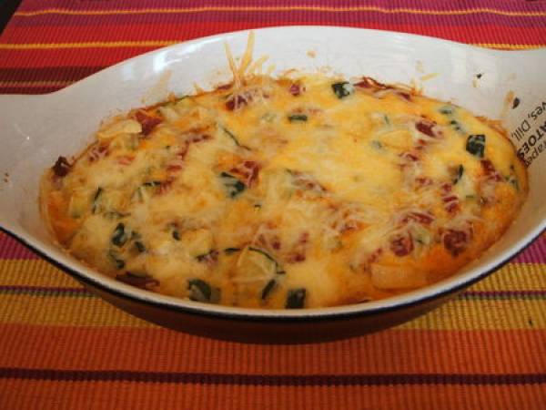 Gratin de courgettes au chorizo & reblochon