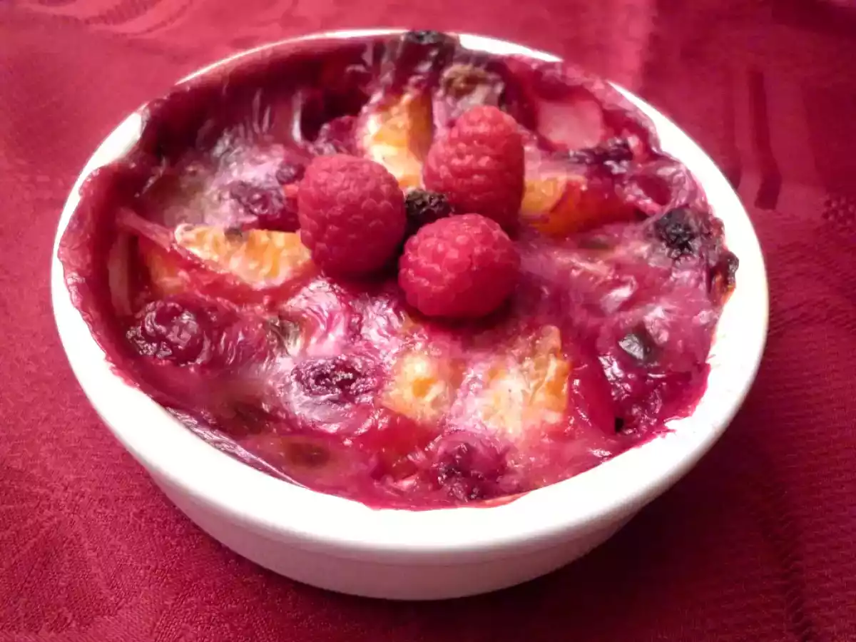 Gratin de framboises et clémentines parfumé à la rose