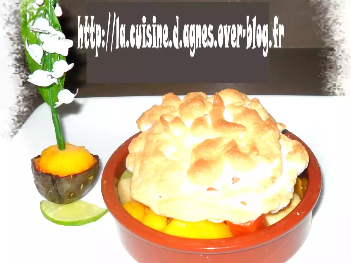 Gratin de fruits exotiques meringué