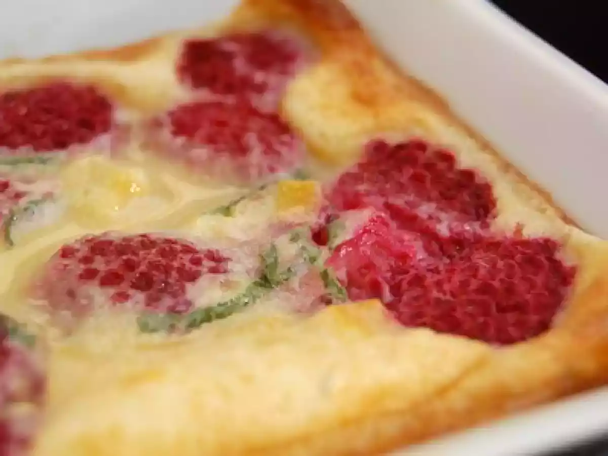 Gratin de fruits minute aux framboises, à la menthe & au citron confit