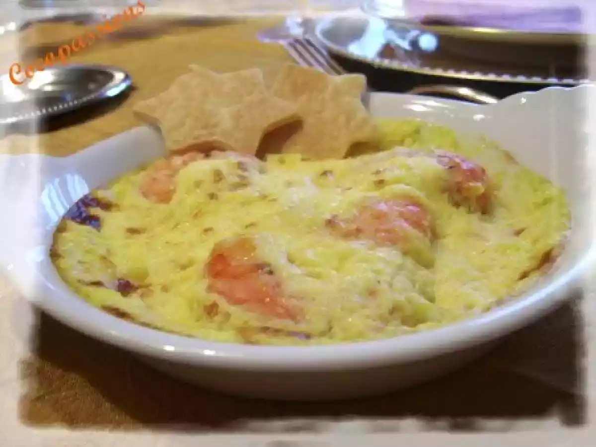 Gratin de gambas au vin doux et curry