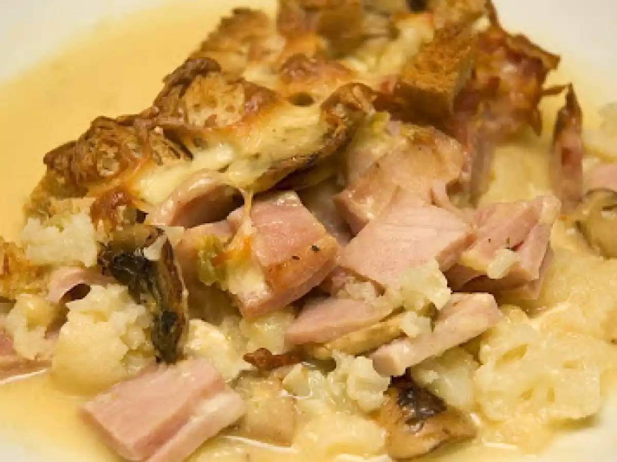 Gratin de jambon et chou-fleur
