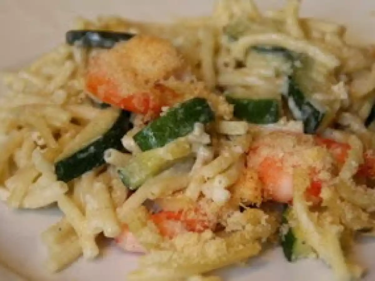 Gratin de macaroni aux scampis, courgettes et Boursin Cuisine®