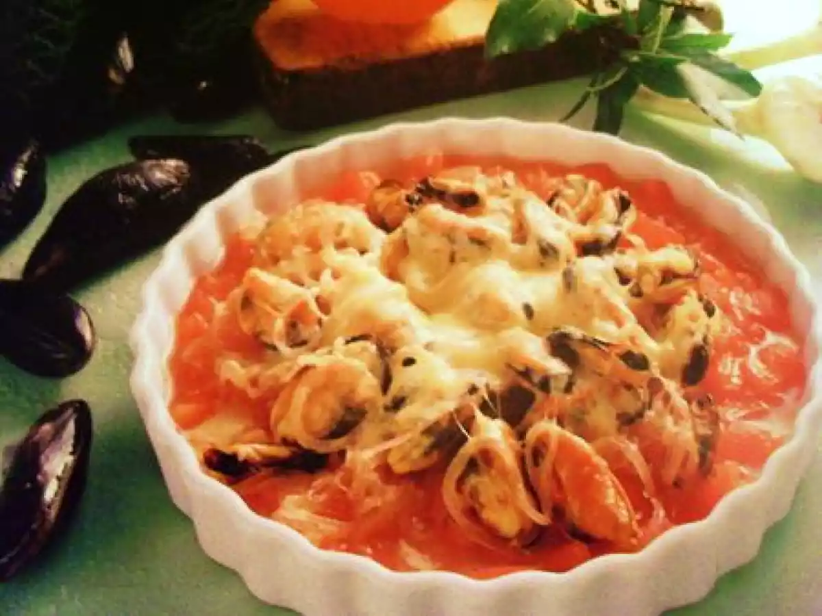 Gratin de moules aux tomates