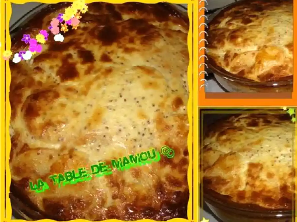 Gratin de panais, pommes de terre et jambon