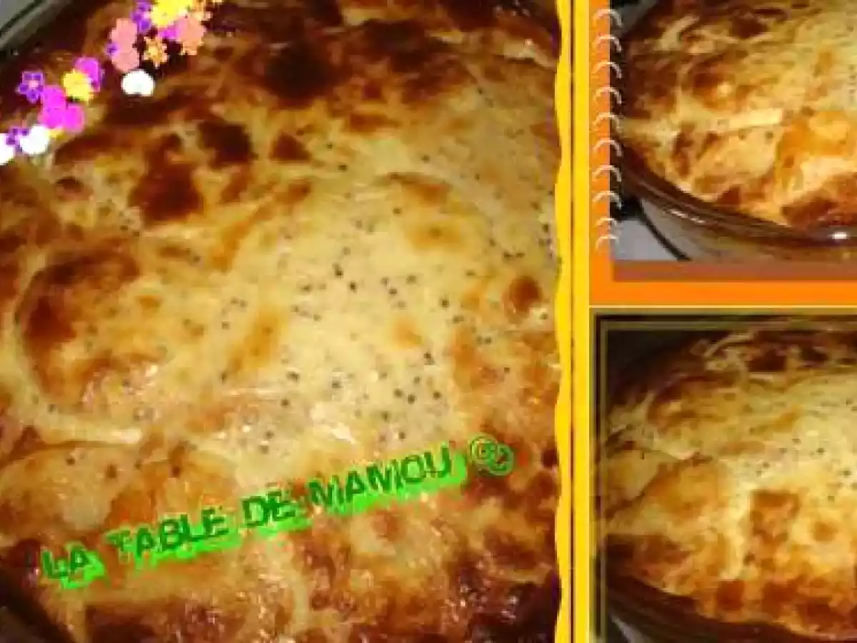 Gratin de panais, pommes de terre et jambon