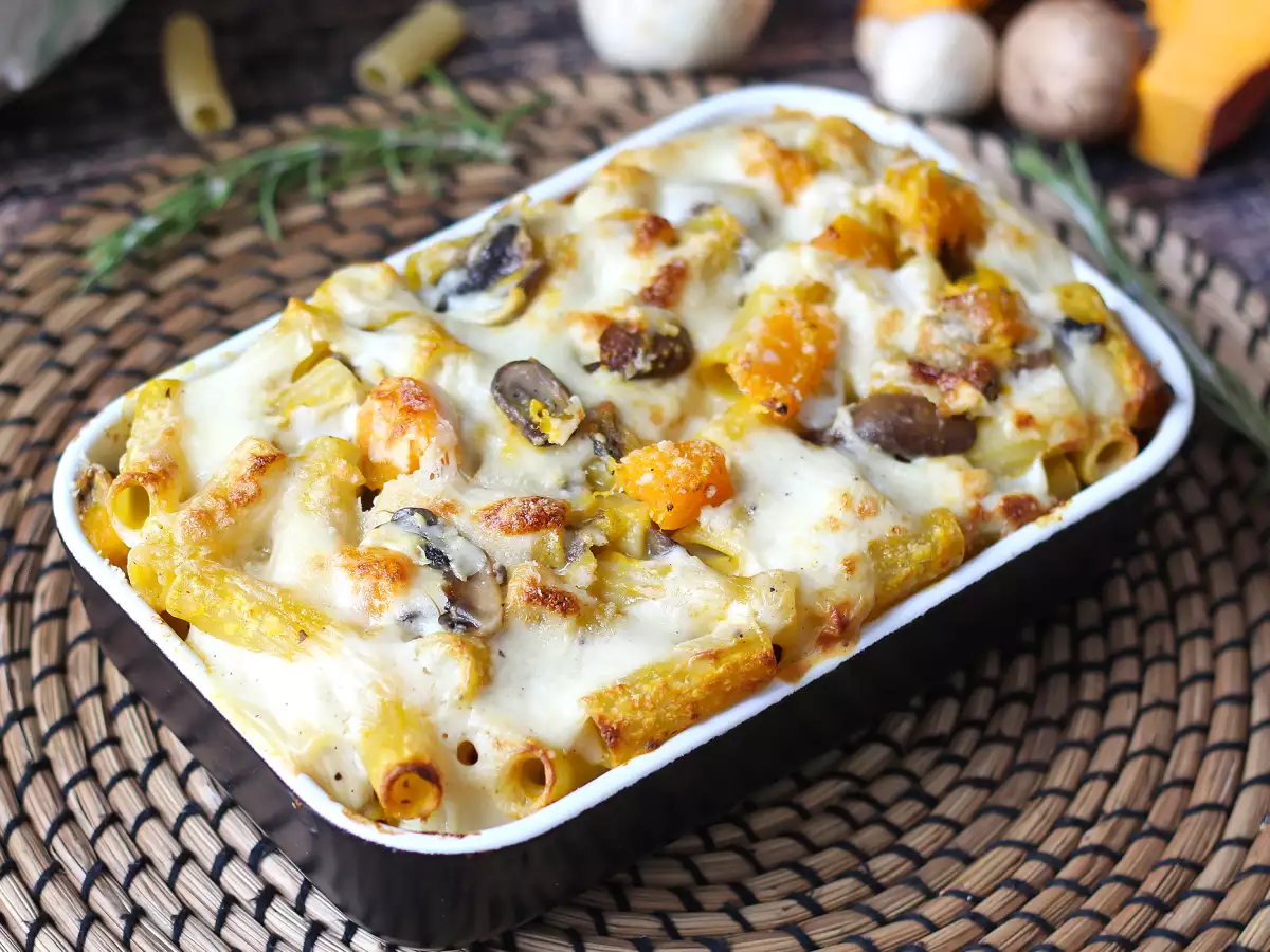 Gratin de pâtes au potiron et aux champignons - photo 6