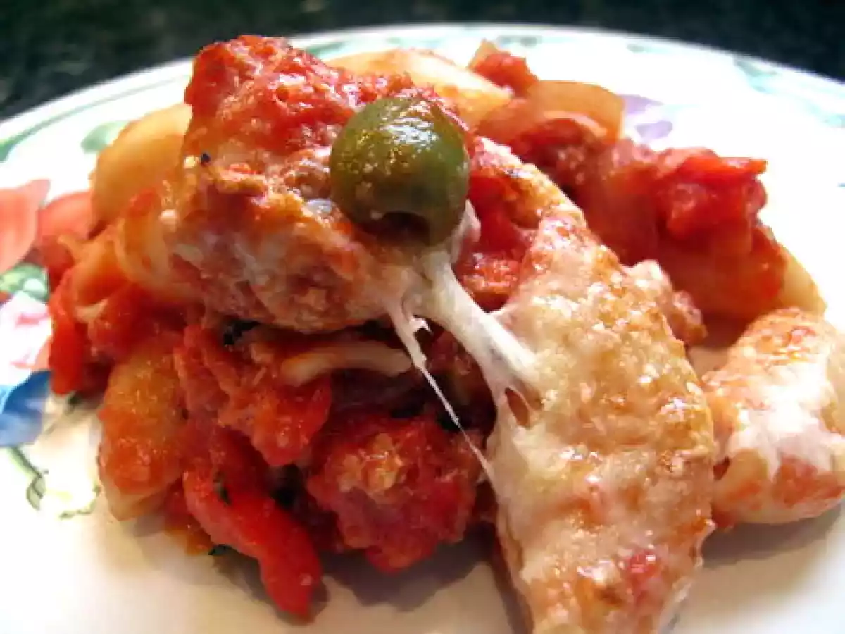 Gratin de pâtes au thon et aux olives