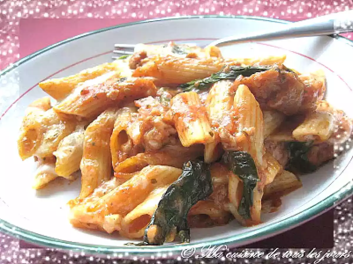 Gratin de pâtes aux saucisses