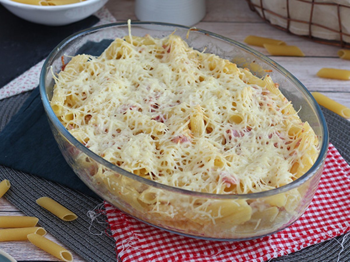 Gratin de pâtes jambon fromage