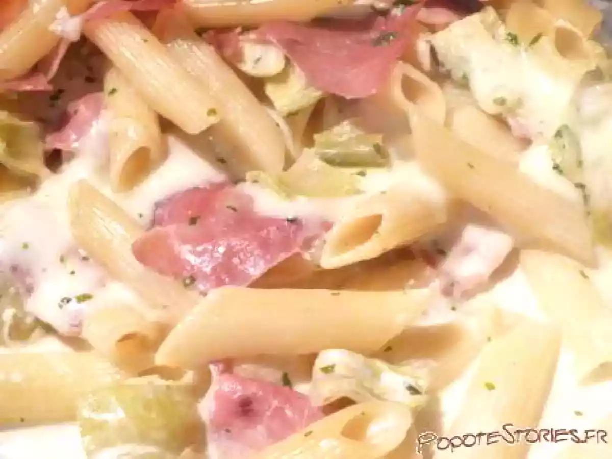 GRATIN DE PENNE AUX COEURS D?ARTICHAUTS ET SPECK - photo 2