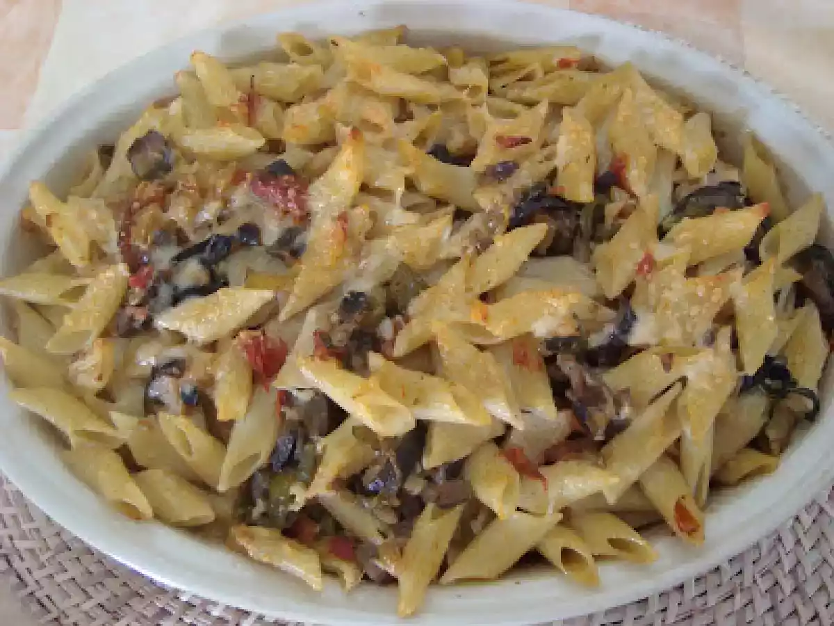 Gratin de plumes aux légumes et au parmesan
