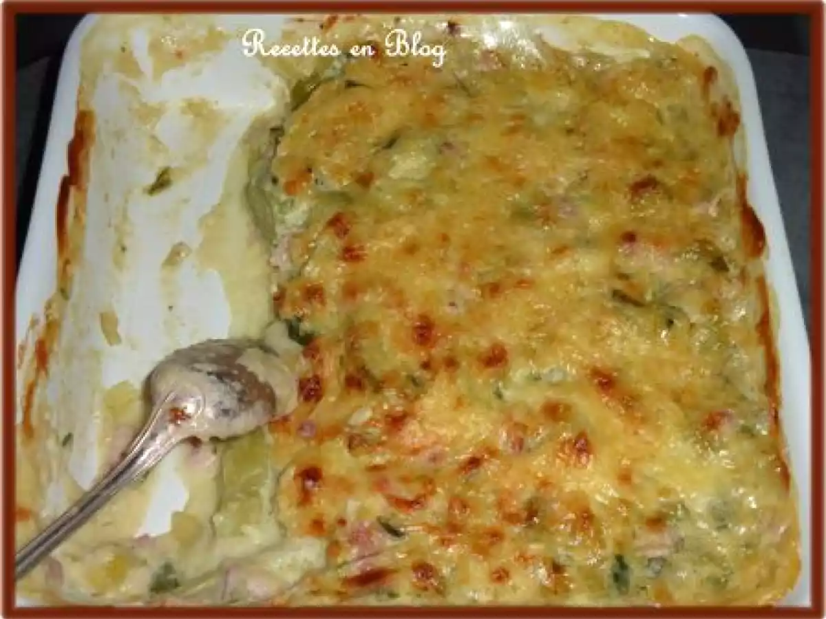 GRATIN DE POIREAUX AU JAMBON
