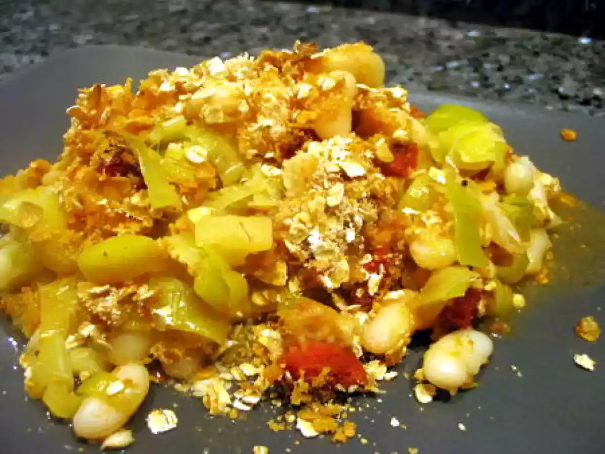 Gratin de poireaux aux haricots blancs et au chorizo