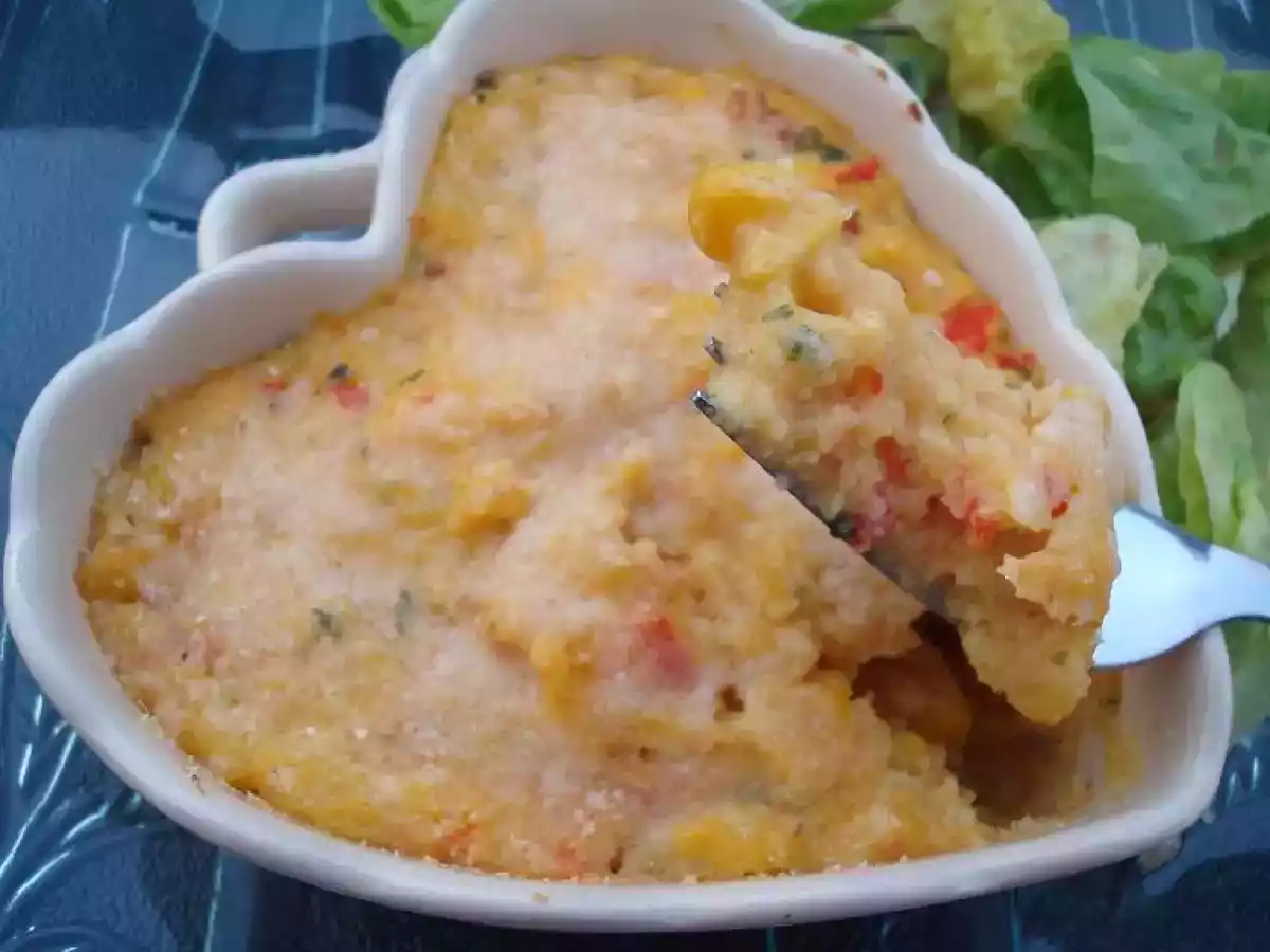 Gratin de polenta au lait de soja et poivrons