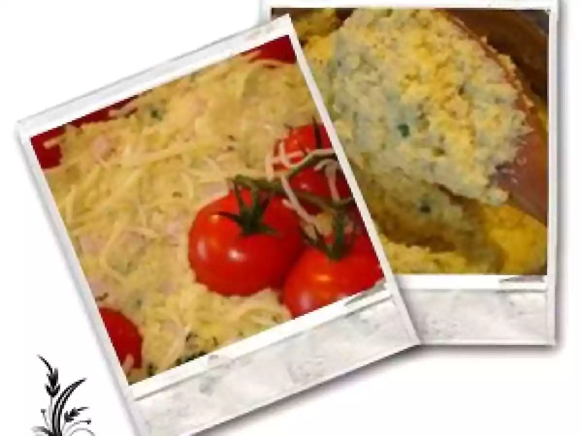 Gratin de polenta aux tomates cerises et basilic