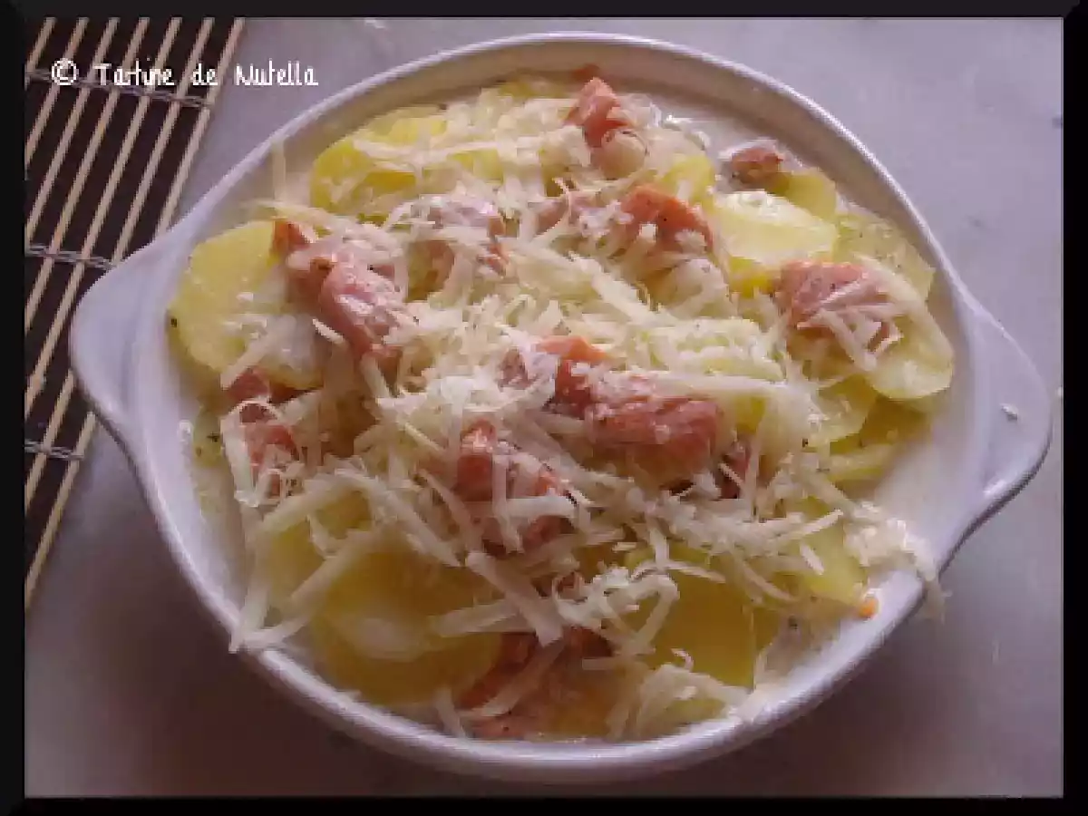 Gratin de pommes de terre au saumon et aneth