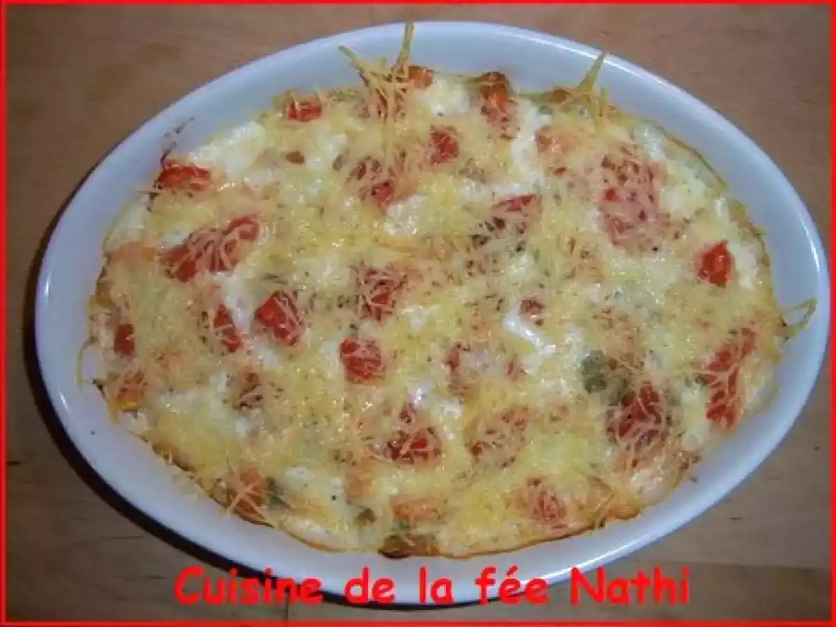 Gratin de ravioles au saumon fumé