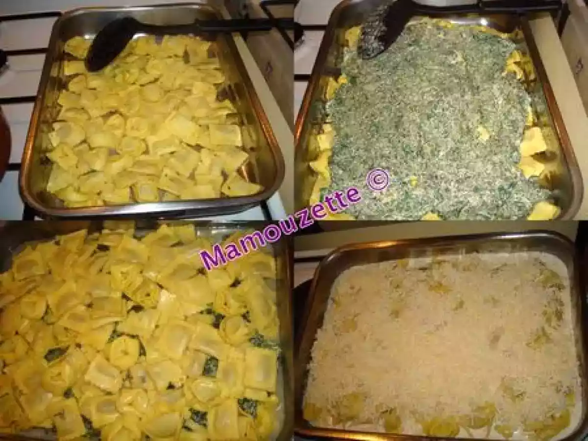 Gratin de raviolis et tortellinis à la florentine