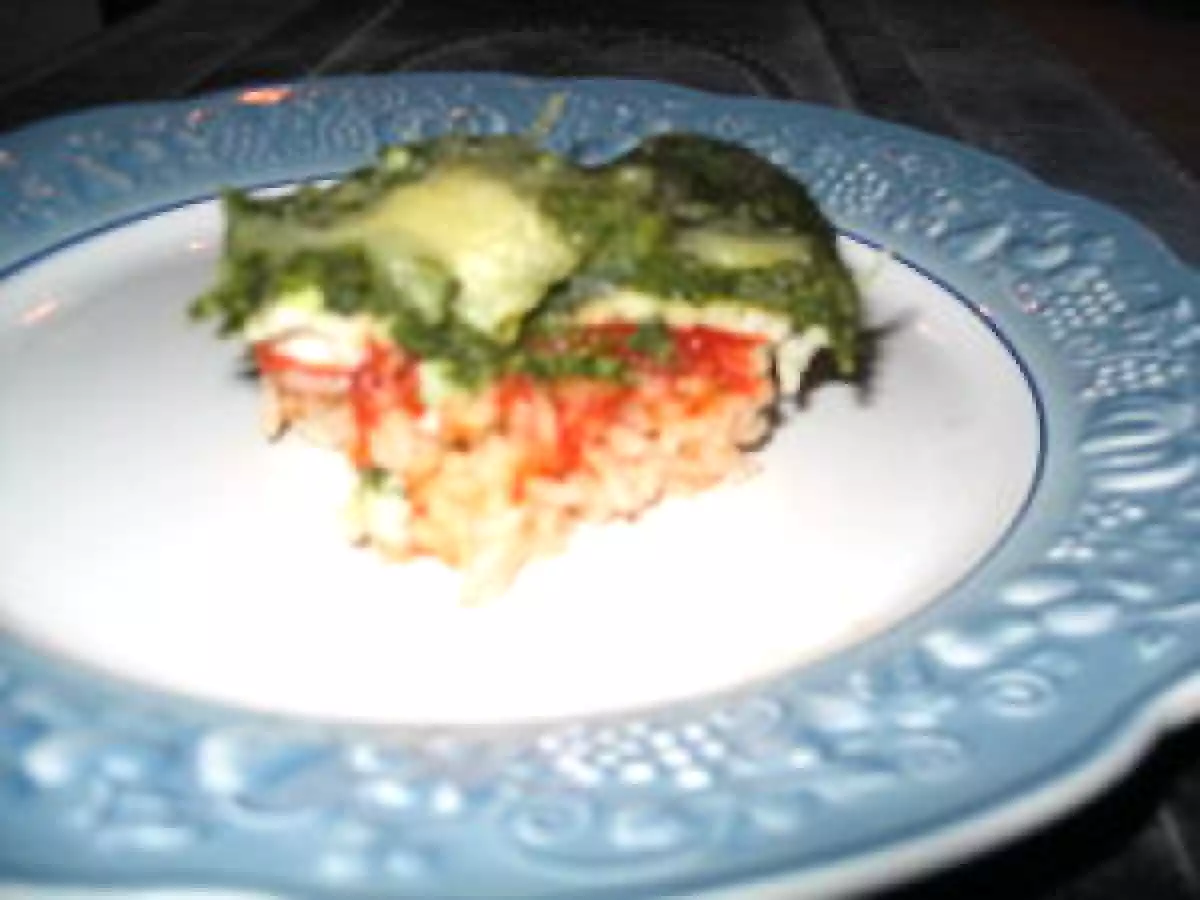 Gratin de riz au poisson et aux épinards