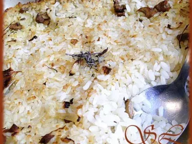 Gratin de riz aux champignons