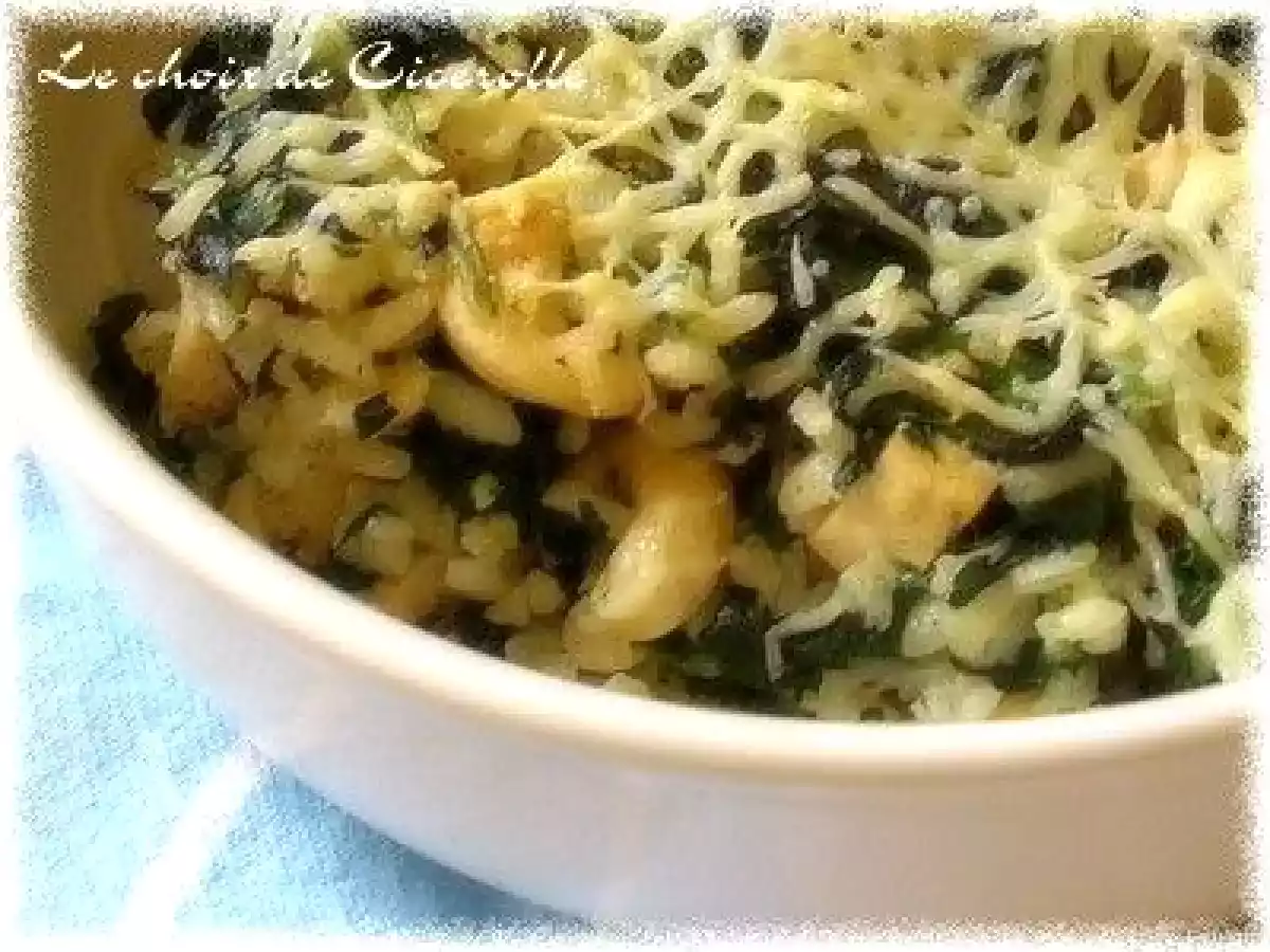 Gratin de riz aux épinards et au tofu