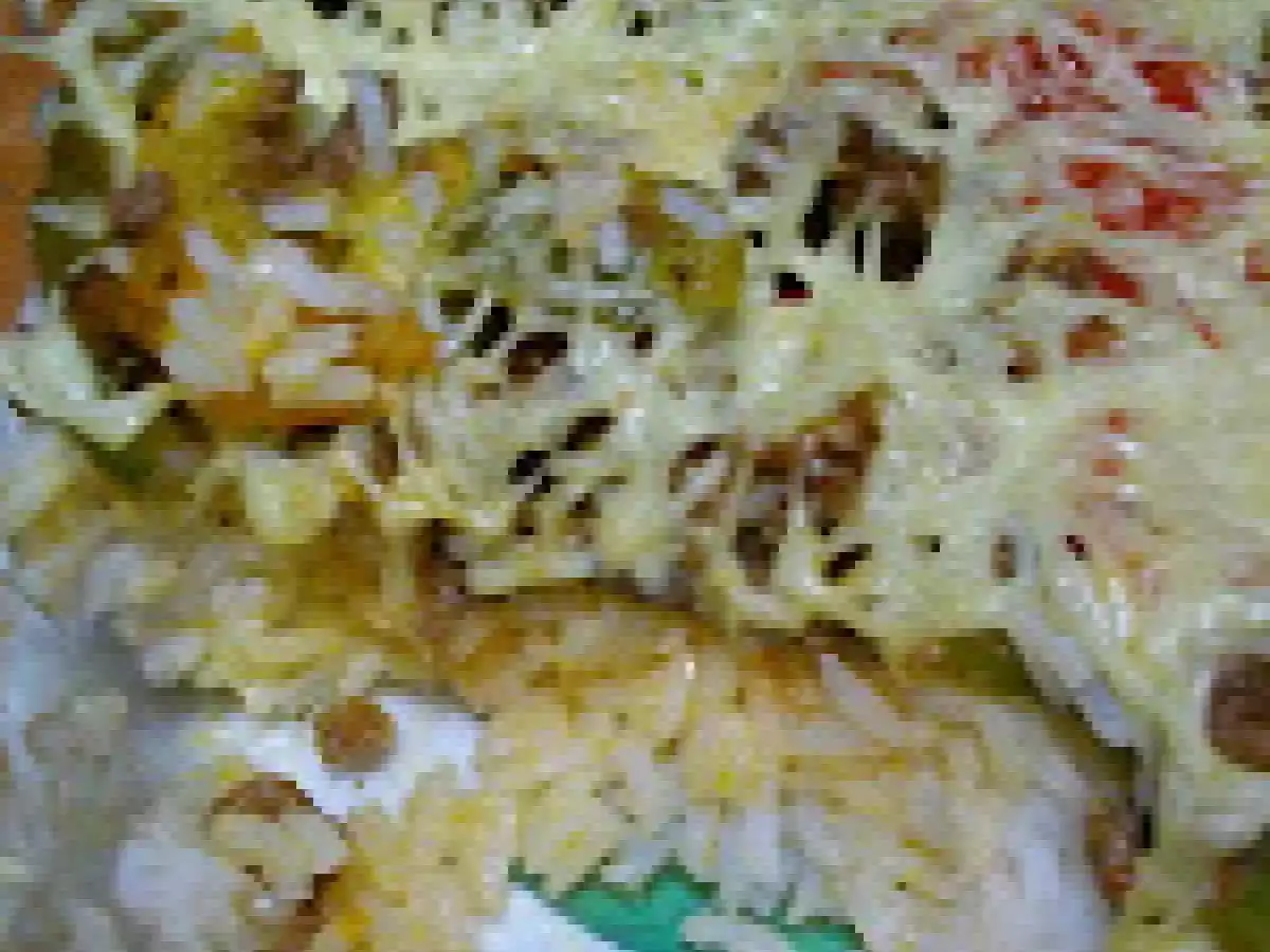 Gratin de riz poivrons tomates et viande hachée