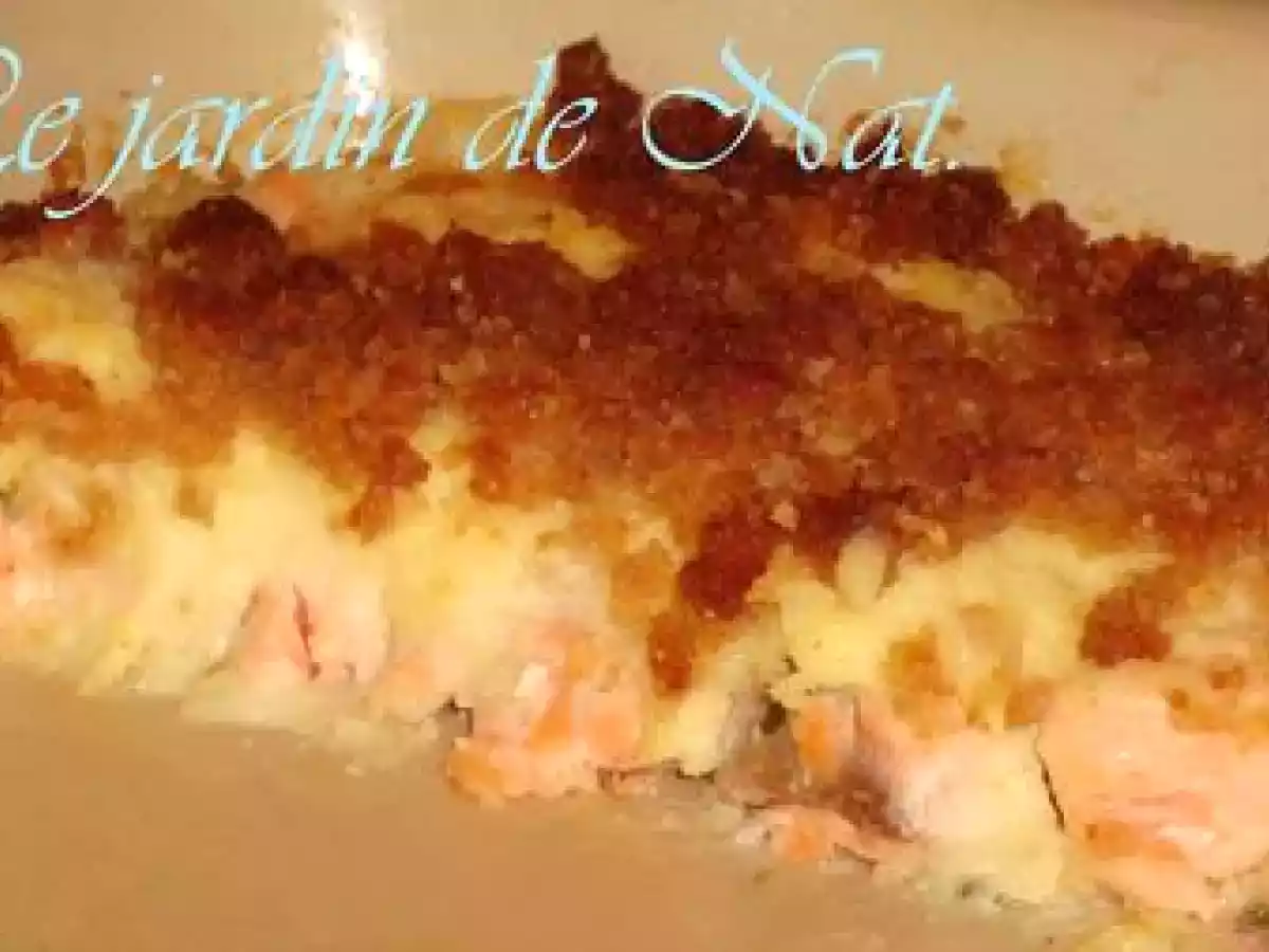 Gratin de saumon au parmesan et son crumble