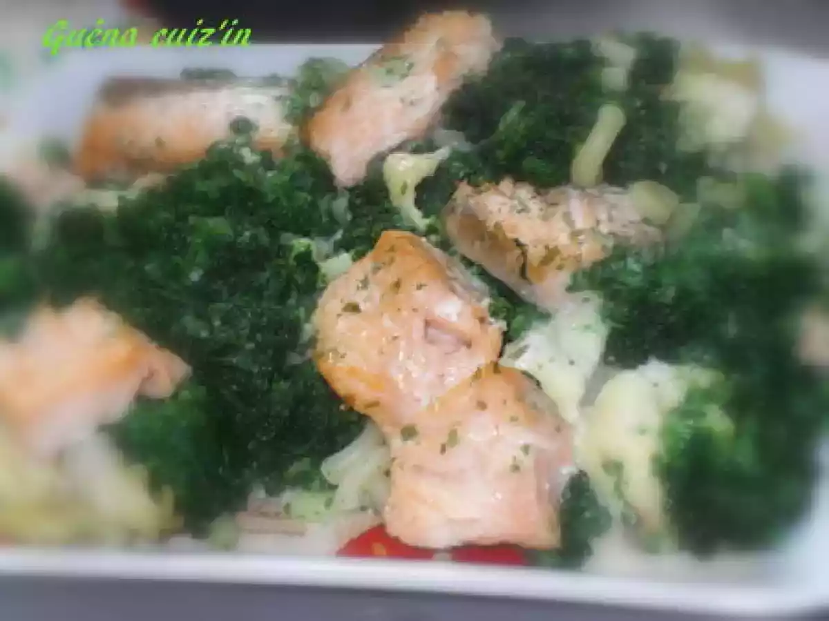 Gratin de saumon, épinard et pâtes au camembert